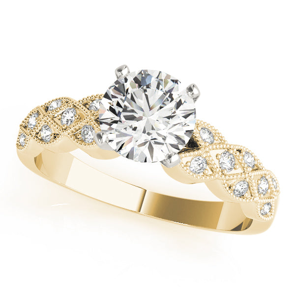 Romantic Multi-Row Round Diamond Engagement Ring in 10K/14K gold and platinum with certified lab-grown or natural diamonds