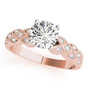 Romantic Multi-Row Round Diamond Engagement Ring in 10K/14K gold and platinum with certified lab-grown or natural diamonds