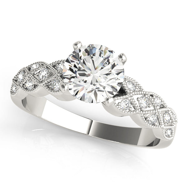 Romantic Multi-Row Round Diamond Engagement Ring in 10K/14K gold and platinum with certified lab-grown or natural diamonds
