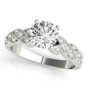 Romantic Multi-Row Round Diamond Engagement Ring in 10K/14K gold and platinum with certified lab-grown or natural diamonds