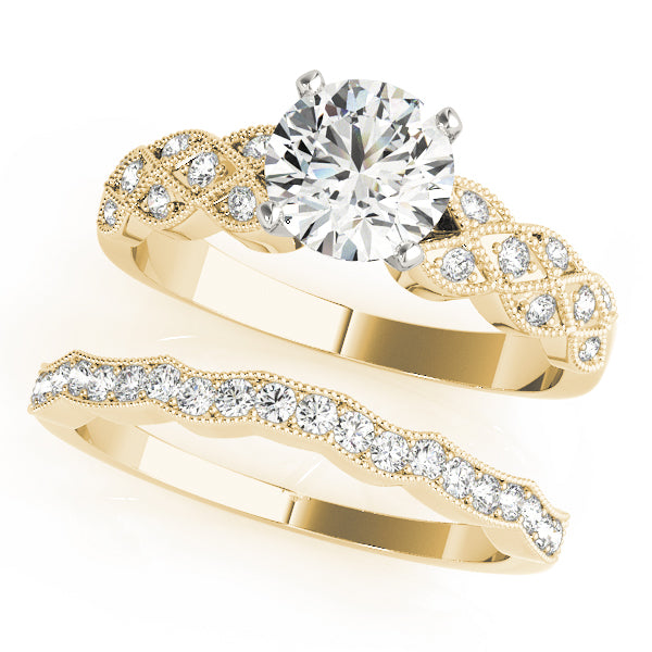 Romantic Multi-Row Round Diamond Engagement Ring in 10K/14K gold and platinum with certified lab-grown or natural diamonds