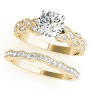 Romantic Multi-Row Round Diamond Engagement Ring in 10K/14K gold and platinum with certified lab-grown or natural diamonds