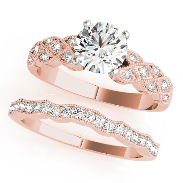 Romantic Multi-Row Round Diamond Engagement Ring in 10K/14K gold and platinum with certified lab-grown or natural diamonds