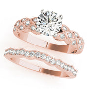Romantic Multi-Row Round Diamond Engagement Ring in 10K/14K gold and platinum with certified lab-grown or natural diamonds