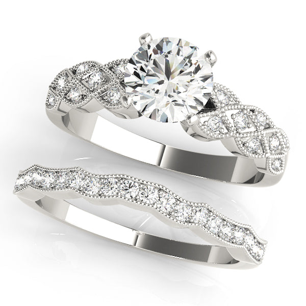 Romantic Multi-Row Round Diamond Engagement Ring in 10K/14K gold and platinum with certified lab-grown or natural diamonds