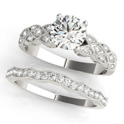 Romantic Multi-Row Round Diamond Engagement Ring in 10K/14K gold and platinum with certified lab-grown or natural diamonds