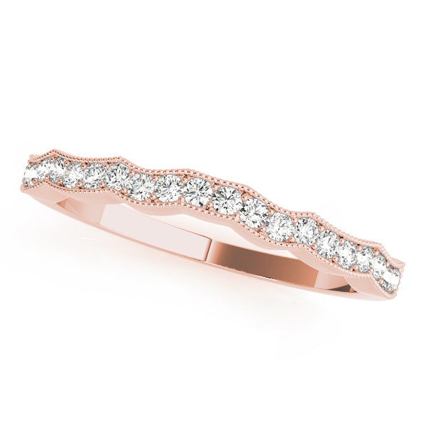 Single Row Milgrain Curved Half Eternity Ring in Gold & Platinum
