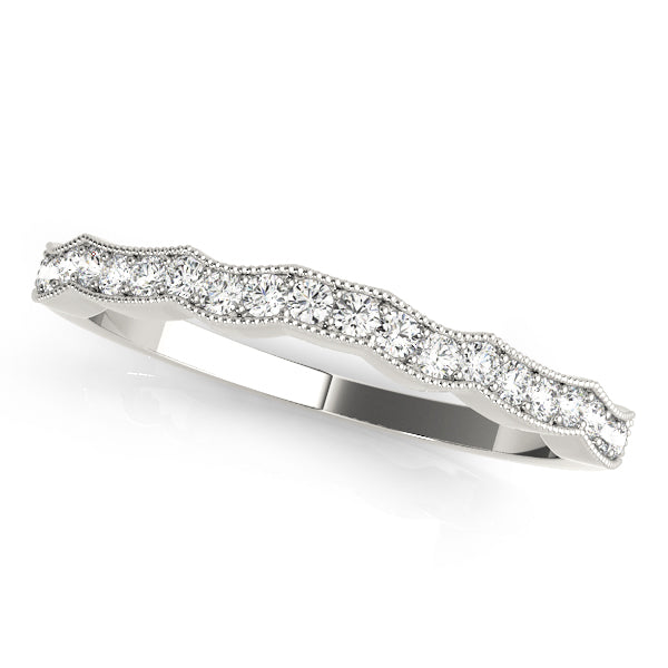 Single Row Milgrain Curved Half Eternity Ring in Gold & Platinum