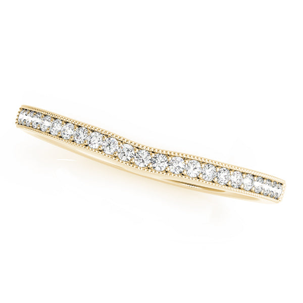 Single Row Milgrain Curved Half Eternity Ring in 10K/14K gold and platinum with certified lab-grown or natural diamonds
