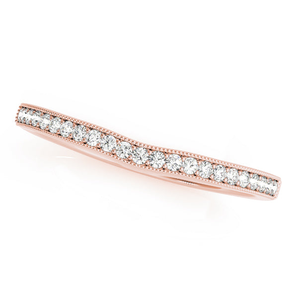 Single Row Milgrain Curved Half Eternity Ring in Gold & Platinum