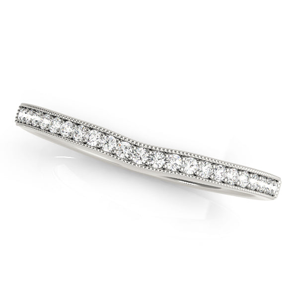 Single Row Milgrain Curved Half Eternity Ring in Gold & Platinum