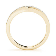 Single Row Milgrain Curved Half Eternity Ring in Gold & Platinum