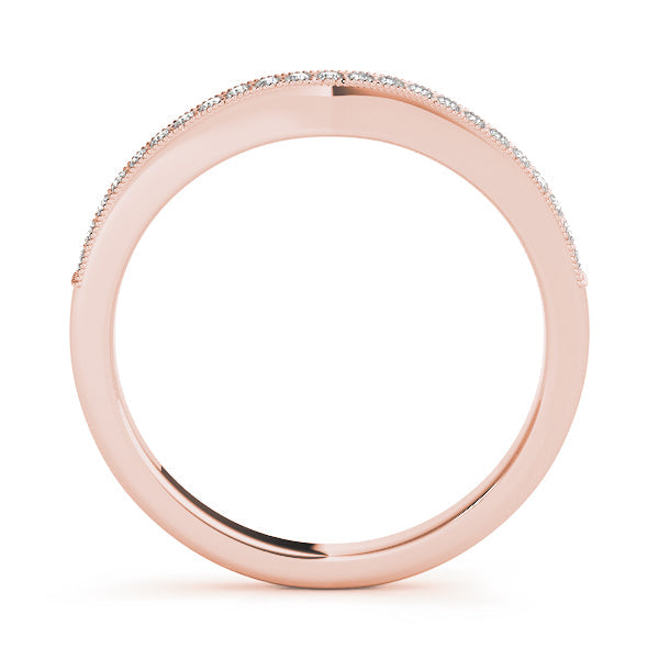 Single Row Milgrain Curved Half Eternity Ring in Gold & Platinum
