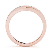 Single Row Milgrain Curved Half Eternity Ring in Gold & Platinum