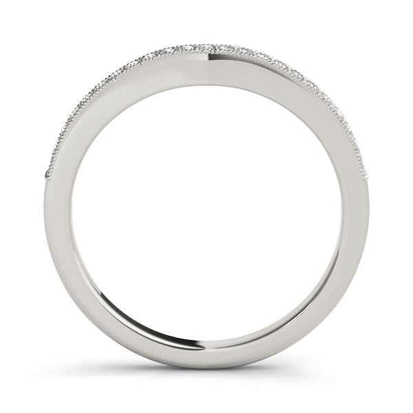 Single Row Milgrain Curved Half Eternity Ring in Gold & Platinum