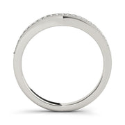 Single Row Milgrain Curved Half Eternity Ring in Gold & Platinum