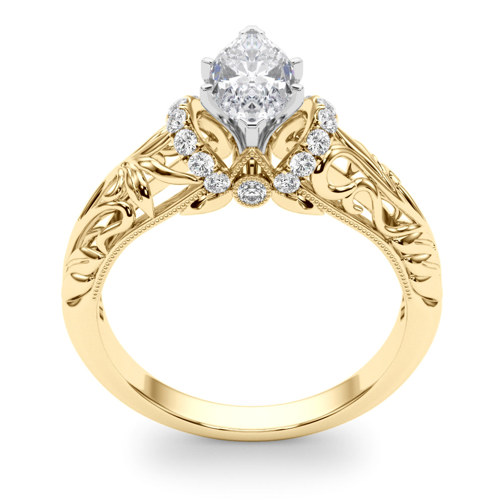 Celestial Remounts Any Shape Round Diamond Engagement Ring in 10K/14K gold and platinum with certified lab-grown or natural diamonds