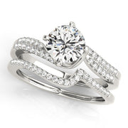Statement New Bridal Round Diamond Engagement Ring in 10K/14K gold and platinum with certified lab-grown or natural diamonds