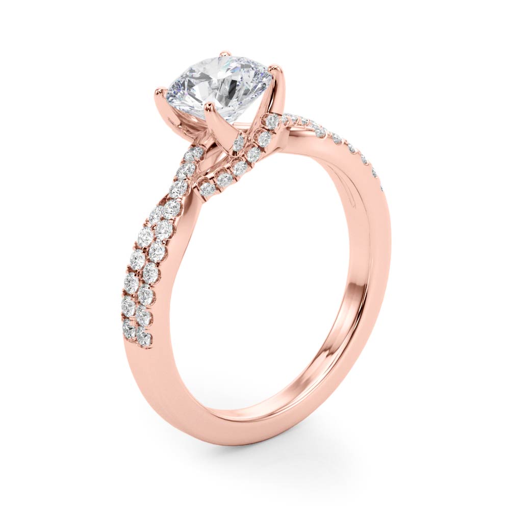 Crowned Engagment Rings Multi-Row Round Diamond Engagement Ring in 10K/14K gold and platinum with certified lab-grown or natural diamonds