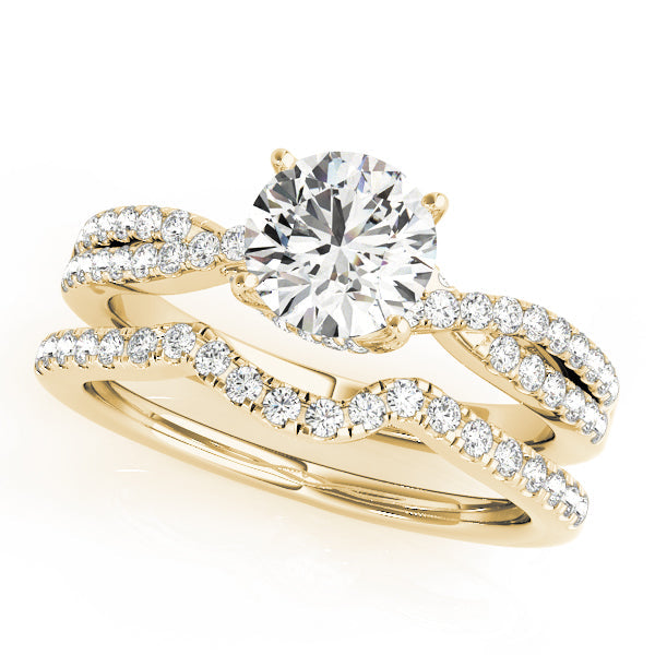 Crowned Engagment Rings Multi-Row Round Diamond Engagement Ring in 10K/14K gold and platinum with certified lab-grown or natural diamonds