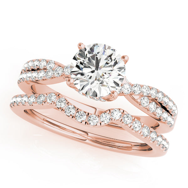 Crowned Engagment Rings Multi-Row Round Diamond Engagement Ring in 10K/14K gold and platinum with certified lab-grown or natural diamonds