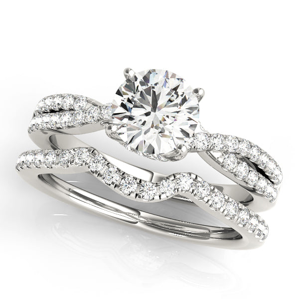 Crowned Engagment Rings Multi-Row Round Diamond Engagement Ring in 10K/14K gold and platinum with certified lab-grown or natural diamonds