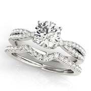 Crowned Engagment Rings Multi-Row Round Diamond Engagement Ring in 10K/14K gold and platinum with certified lab-grown or natural diamonds