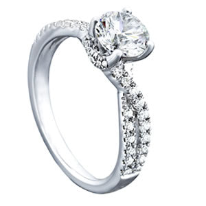 Crowned Engagment Rings Multi-Row Round Diamond Engagement Ring in 10K/14K gold and platinum with certified lab-grown or natural diamonds