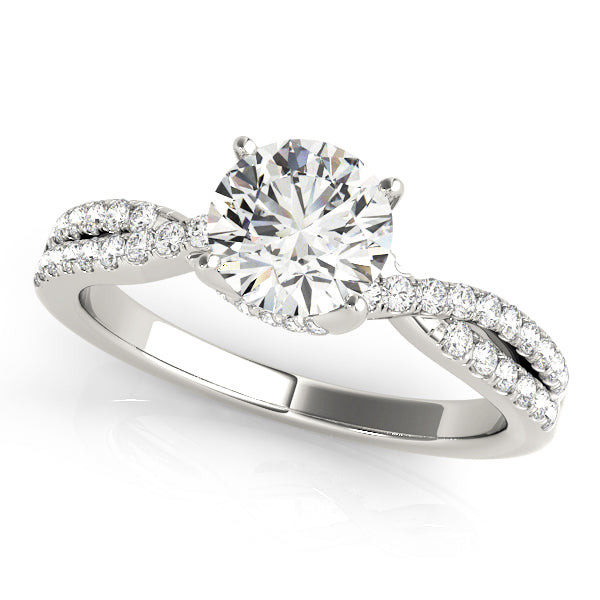 Crowned Engagment Rings Multi-Row Round Diamond Engagement Ring in 10K/14K gold and platinum with certified lab-grown or natural diamonds
