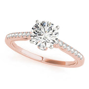 Lustrous Prong-Set Round Diamond Engagement Ring in 10K/14K gold and platinum with certified lab-grown or natural diamonds