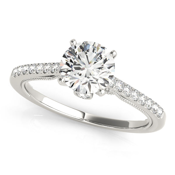 Lustrous Prong-Set Round Diamond Engagement Ring in 10K/14K gold and platinum with certified lab-grown or natural diamonds