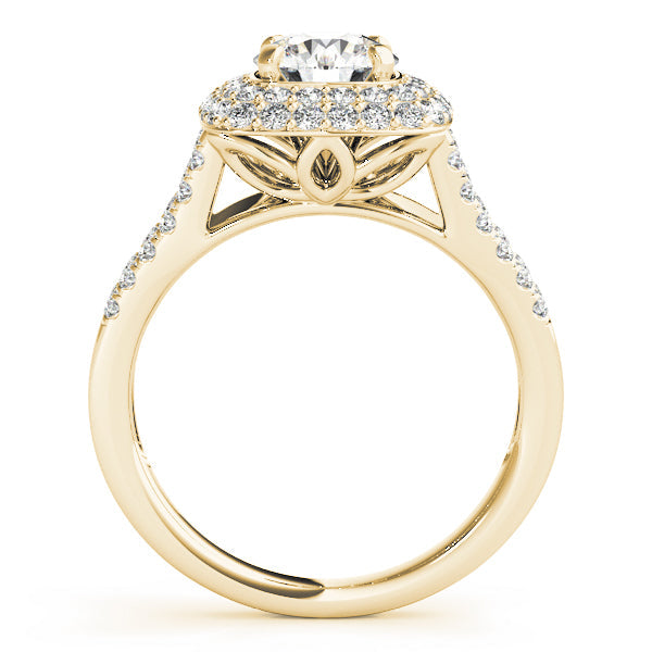 Enchanted Halo Center Cushion Diamond Engagement Ring in 10K/14K gold and platinum with certified lab-grown or natural diamonds