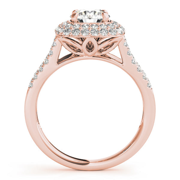 Enchanted Halo Center Cushion Diamond Engagement Ring in 10K/14K gold and platinum with certified lab-grown or natural diamonds