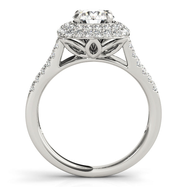 Enchanted Halo Center Cushion Diamond Engagement Ring in 10K/14K gold and platinum with certified lab-grown or natural diamonds