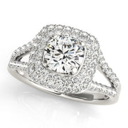 Enchanted Halo Center Cushion Diamond Engagement Ring in 10K/14K gold and platinum with certified lab-grown or natural diamonds