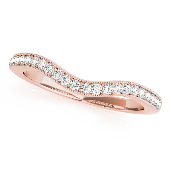Milgrained Curved Half Eternity Ring in Gold & Platinum