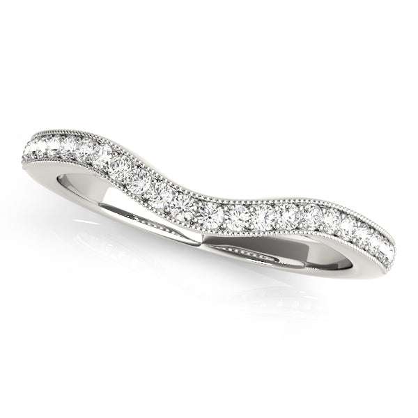 Milgrained Curved Half Eternity Ring in Gold & Platinum