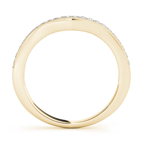 Milgrained Curved Half Eternity Ring in Gold & Platinum