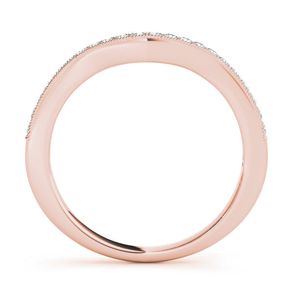 Milgrained Curved Half Eternity Ring in Gold & Platinum