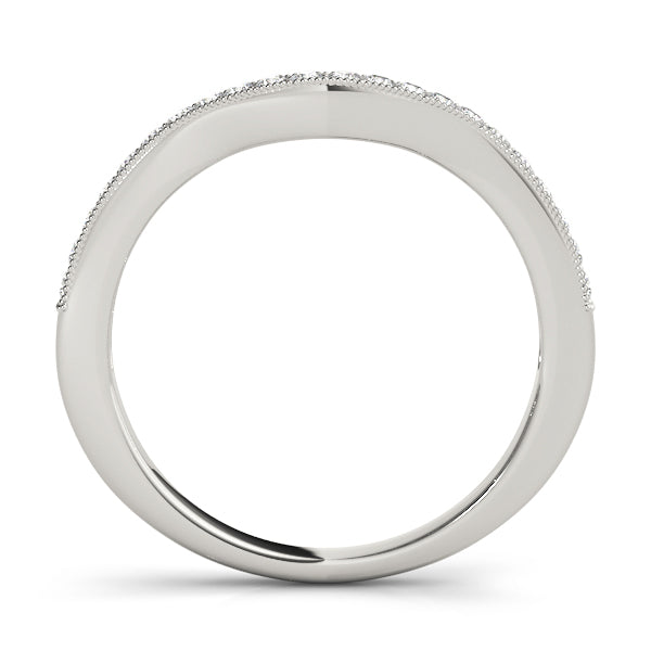 Milgrained Curved Half Eternity Ring in Gold & Platinum