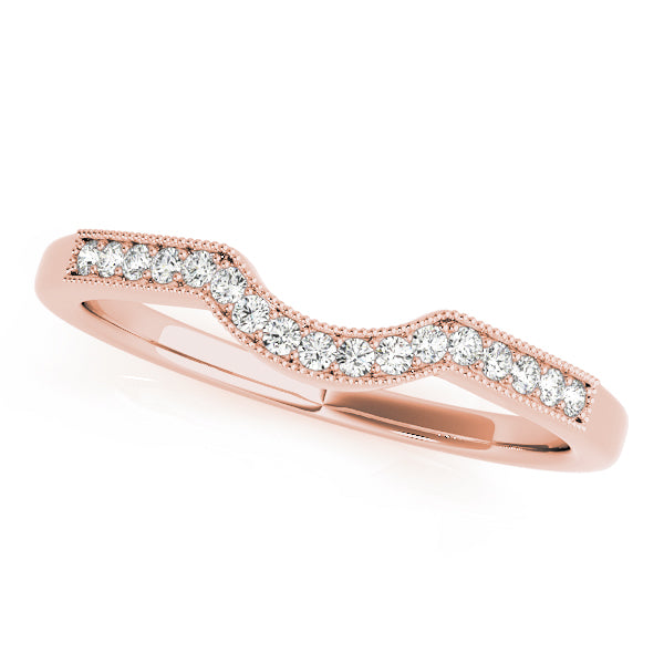 Prong in Channel Milgrain Curved Half Eternity Ring in Gold & Platinum