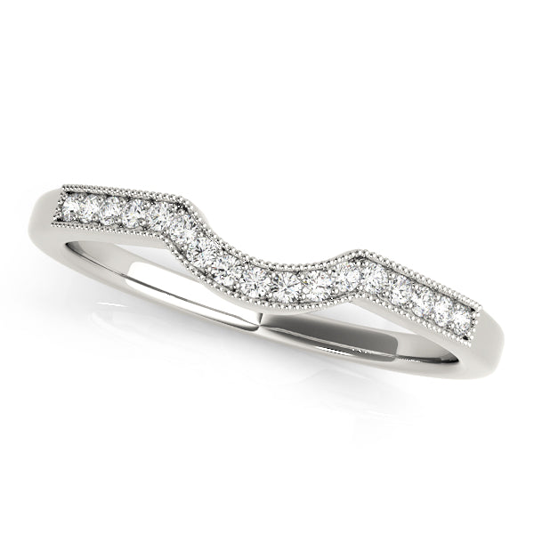 Prong in Channel Milgrain Curved Half Eternity Ring in Gold & Platinum