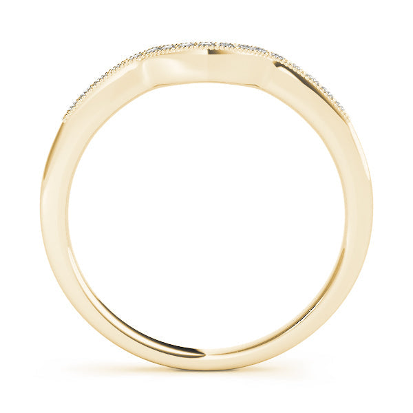 Prong in Channel Milgrain Curved Half Eternity Ring in Gold & Platinum