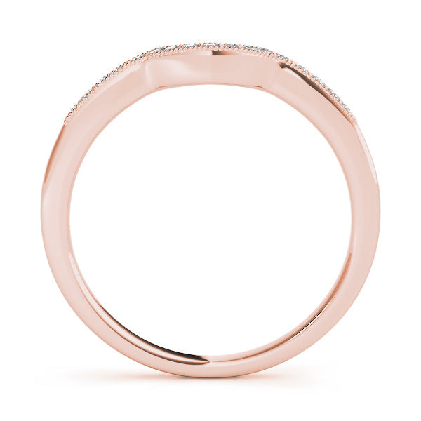 Prong in Channel Milgrain Curved Half Eternity Ring in Gold & Platinum