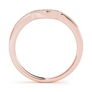Prong in Channel Milgrain Curved Half Eternity Ring in Gold & Platinum