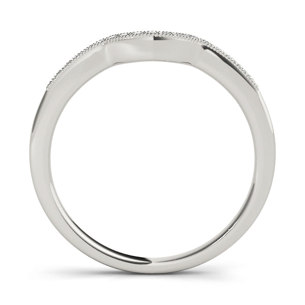 Prong in Channel Milgrain Curved Half Eternity Ring in Gold & Platinum
