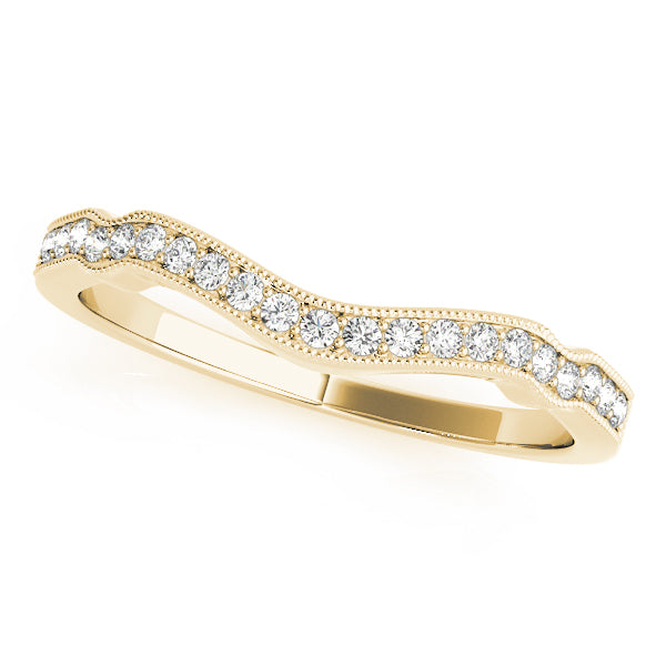 Curved Milgrain Diamond Half Eternity Ring in 10K/14K gold and platinum with certified lab-grown or natural diamonds