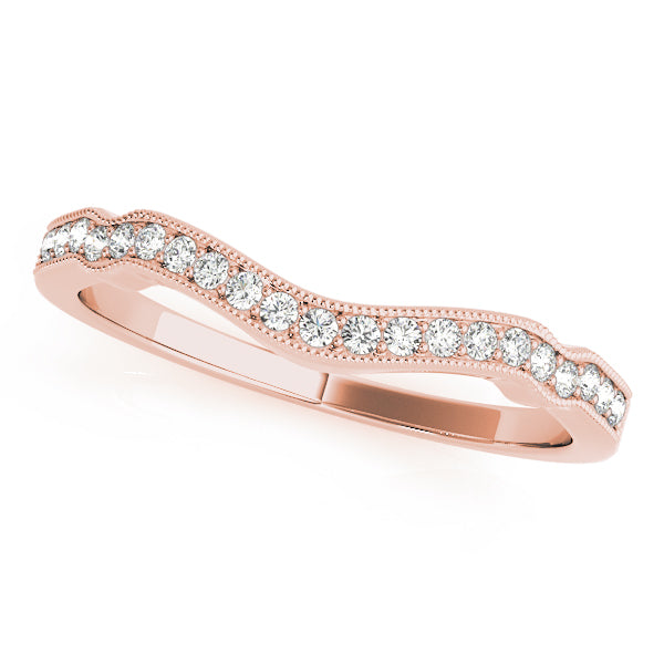 Curved Milgrain Diamond Half Eternity Ring in Gold & Platinum