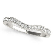 Curved Milgrain Diamond Half Eternity Ring in Gold & Platinum