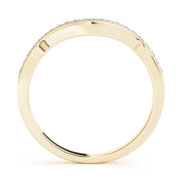 Curved Milgrain Diamond Half Eternity Ring in Gold & Platinum